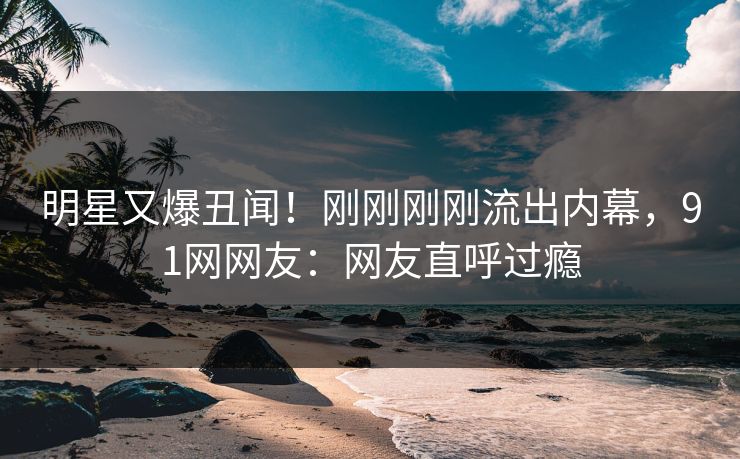 明星又爆丑闻！刚刚刚刚流出内幕，91网网友：网友直呼过瘾