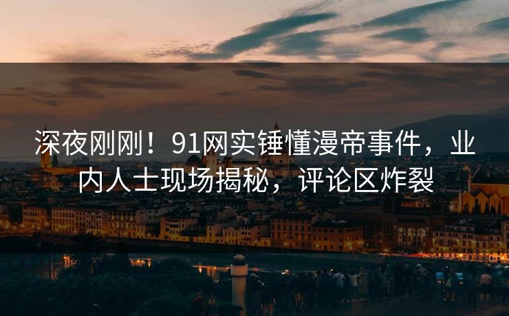 深夜刚刚！91网实锤懂漫帝事件，业内人士现场揭秘，评论区炸裂