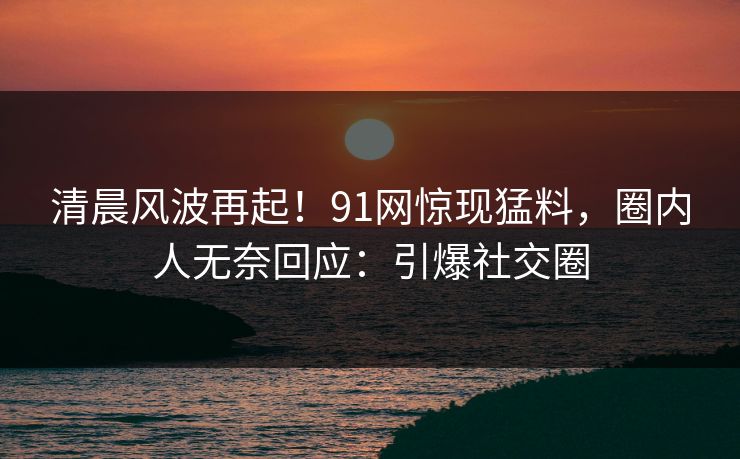 清晨风波再起！91网惊现猛料，圈内人无奈回应：引爆社交圈