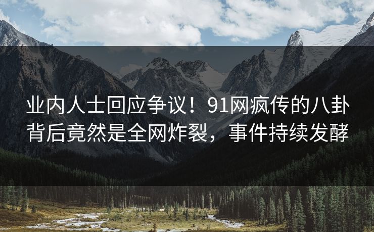 业内人士回应争议！91网疯传的八卦背后竟然是全网炸裂，事件持续发酵